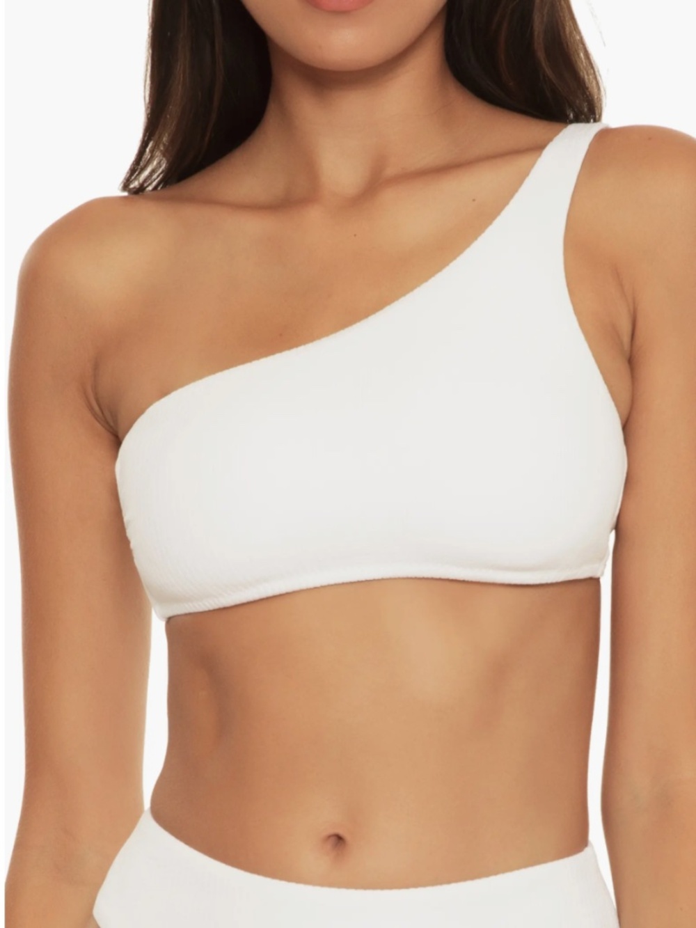 BECCA Pucker Up Lani One Shoulder Bikini Top White Size S